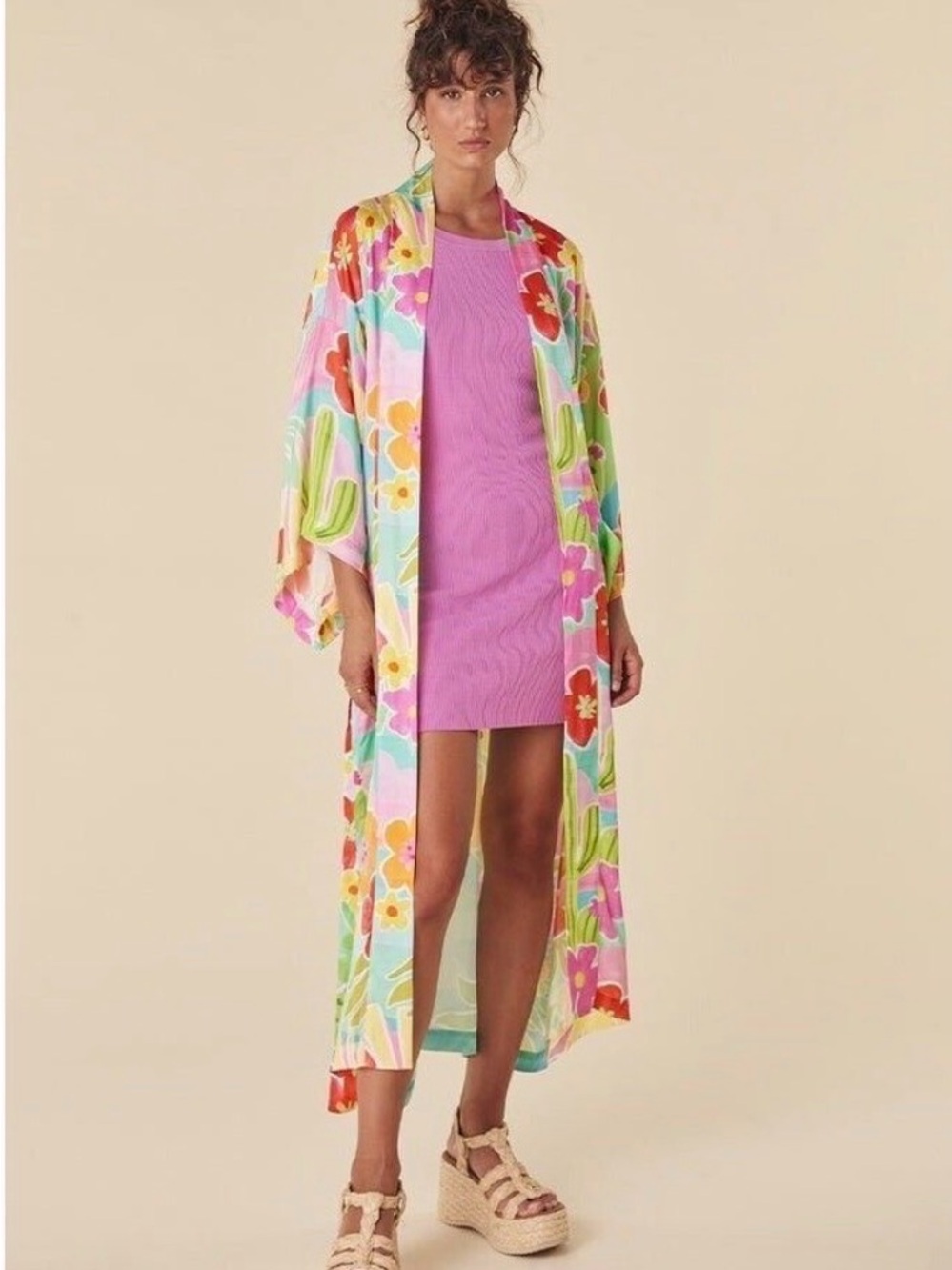 Spell X Free People Marg Time Robe in Tutti Frutti S/M $249 *missing belt* NWT